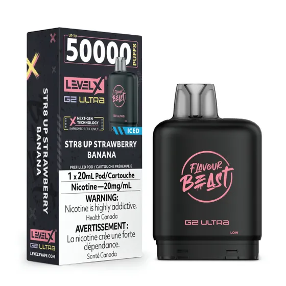 Level X Flavour Beast G2 Ultra 50K Pod - STR8 UP Strawberry Banana Iced
