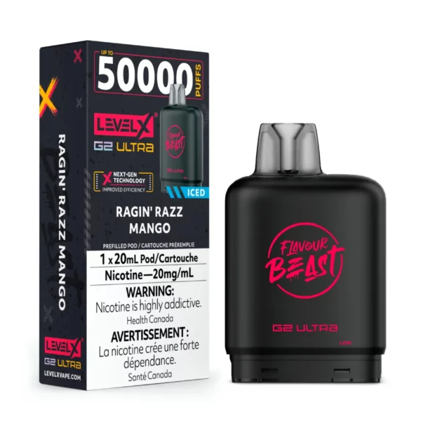 Level X Flavour Beast G2 Ultra 50K Pod - Ragin' Razz Mango Iced