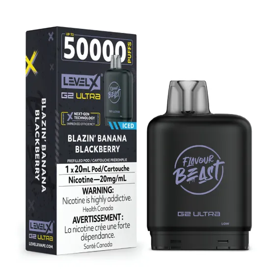 Level X Flavour Beast G2 Ultra 50K Pod - Blazin’ Banana Blackberry Iced