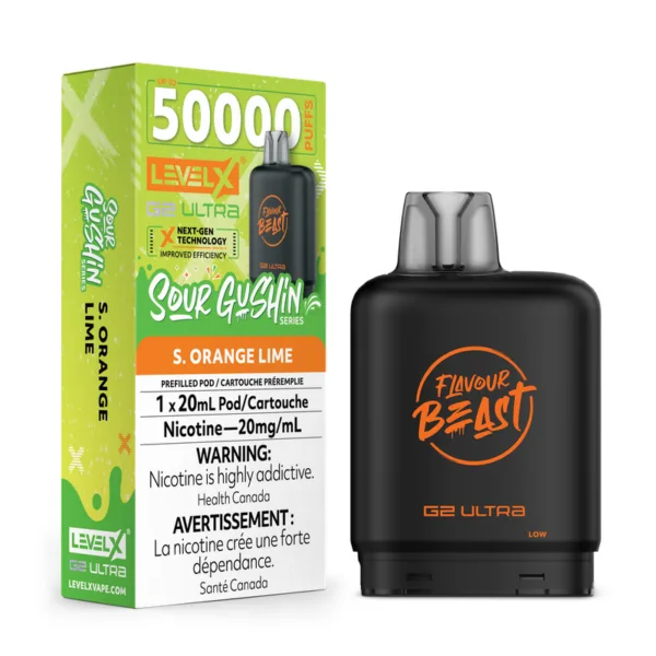 Level X Flavour Beast Sour Gushin' G2 Ultra 50K Pod - S. Orange Lime